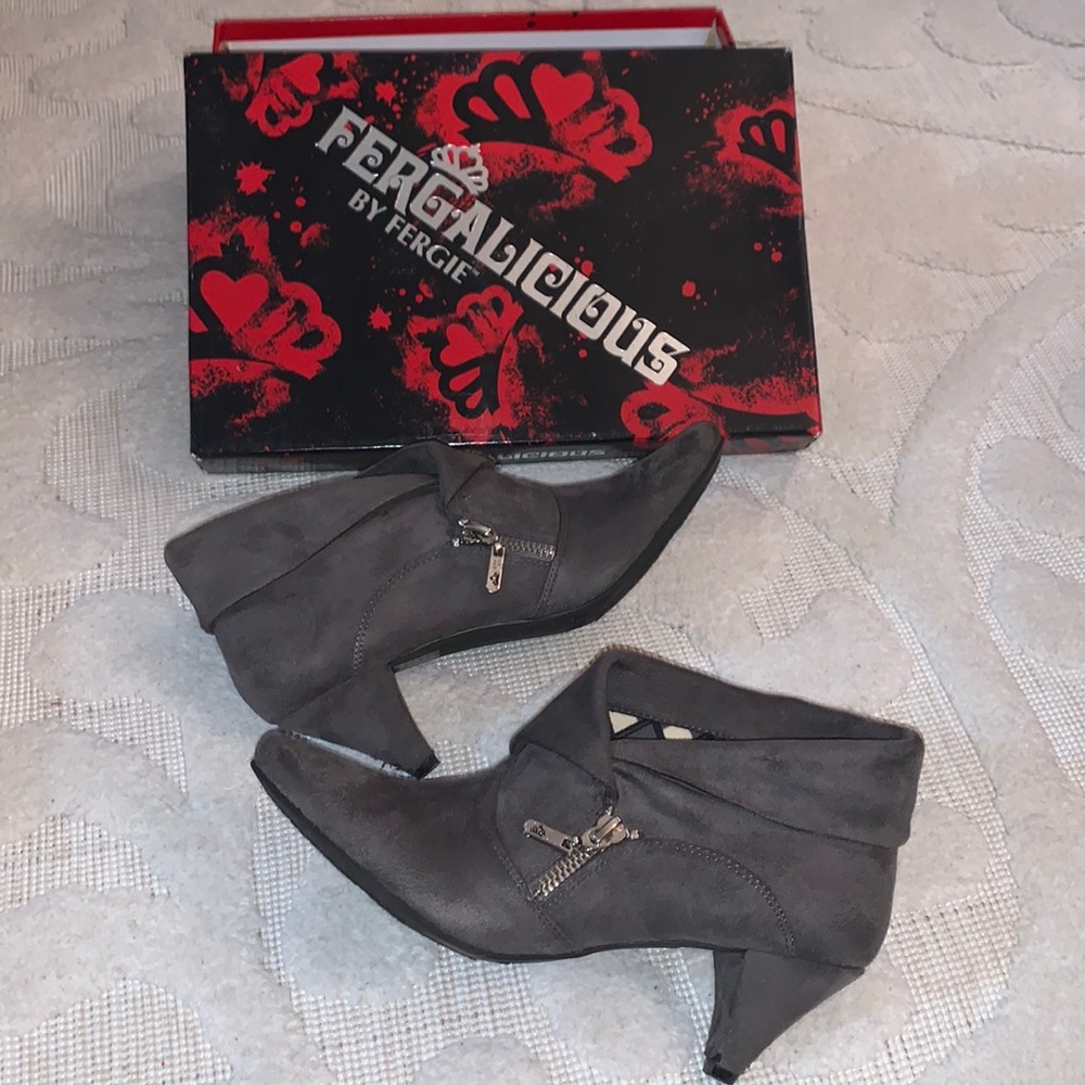 Fergalicious suede heeled bootie
